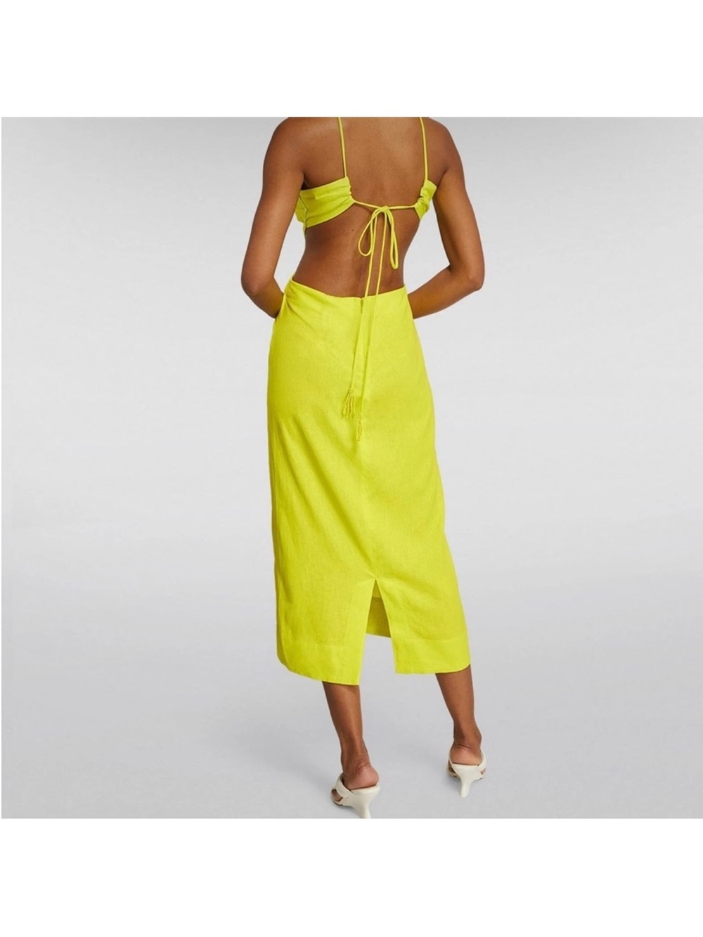 Farm Rio Lime Green Monstera Midi Dress Size Large NWT - Picture 12 of 14